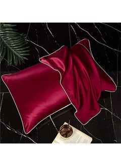 Buy Mulberry Silk Pillowcase for Hair and Skin, Soft Breathable(Red 48cm*74cm) in UAE