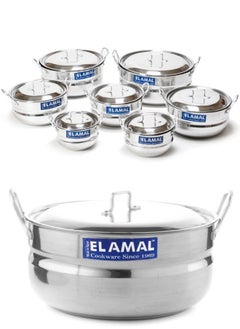 Buy Elamal Aluminum Pots Set Consisting of 7 Pots With Two Handles, Egyptian Industry, Size 16/ 18 / 20 / 22 / 24 / 28 / 30 cm in Saudi Arabia