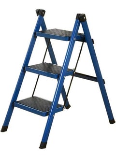 Buy 3 step steel folding ladder blue in Saudi Arabia