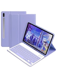 اشتري Keyboard Case Compatible with Samsung Galaxy Tab S9 FE Plus 2023 12.4 inch Slim PU Cover Detachable Wireless Galaxy Tab S9 FE+ Tablet Keyboard Case with Pen Holder في الامارات