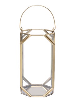 Buy Glided Candle Lantern, Clear & Gold – 16.5x30.5 cm in UAE