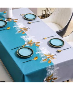 اشتري Waterproof Rectangle PVC Tablecloth, Wipeable Spill-Proof Table Cover, Braided Tablecloth for Kitchen Dining Room, Indoor and Outdoor Use (140x180cm) في الامارات