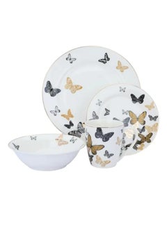 Buy 24 Pieces Round White Porcelain Butterfly Dinner Set in Saudi Arabia