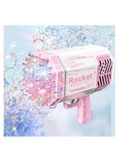 Buy Bubble Shooter Gun, Upgraded 69 Holes Bubble Bazooka Machine with Colorful Lights and Bubble Solution for Kids and Girls, Indoor Decoration, Wedding Events (Pink) in Saudi Arabia