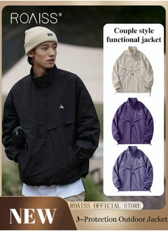 Buy Outdoor 3 in 1 Waterproof Windbreaker Jacket Couple Half-Zip Hybrid Functional Jacket in UAE