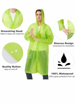 Buy Raincoat Rain Ponchos for Adults Women Men - 1 Pack Reusable EVA Clear Portable Rain Coats Lightweight Jackets with Hood, Rain Ponchos Adults Packable Poncho Adult Clear Hood in Saudi Arabia