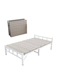 Buy Portable Folding Bed with Fold-up Metal Frame Spare Bedroom  with Mattress Office Outdoor No Assembly Bed 188*90*45cm in UAE