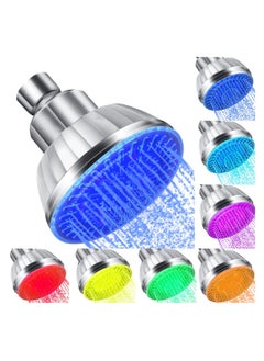 اشتري Shower Head With Lights, 7 Color Lights Automatically Change Fixed Shower Head for Bathroom, High Pressure Led Shower Head, Luxury Chrome Flow Rain ShowerHead, Angle-adjustable في الامارات