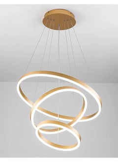 Buy Modern Gold LED Ring Chandelier Light - Contemporary Ceiling Pendant for Living Rooms, Dining Rooms, and Hallways in UAE