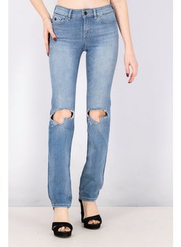 Buy Women Slim Straight leg Jeans, Blue in Saudi Arabia