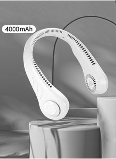 اشتري Portable Neck Fan USB Rechargeable Bladeless Mini Fan Wearable Personal Fan with 3 Speeds Bladeless Neck Fan for Women Man Indoor and Outdoor White في السعودية