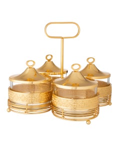 Buy A Stand That Holds Dates Sweets And Nuts With An Elegant Design 4 Golden Boxes in Saudi Arabia