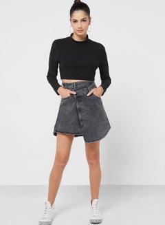 Buy Asymmetric Denim Mini Skirt in Saudi Arabia