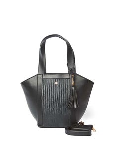 اشتري Elegant Faux Leather Logo Embellished Bag With Adjustable Shoulder Strap في مصر