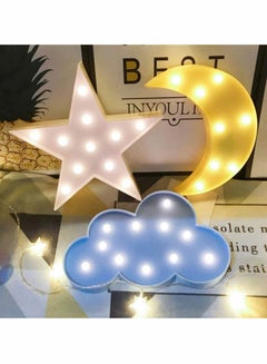 Buy Night Light, LED Cute Moon Star and Cloud Shaped Marquee Decorations Sign Light Operated Table Lamp for Kids Children Bedroom Lighting Birthday Party Decor in UAE