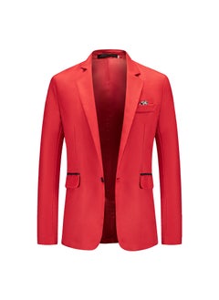 اشتري 1 x 5 pcs 2024 Autumn Mens Plus-Size Color-Block Suit Jacket Red في السعودية