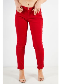 اشتري Women Skinny Fit Five Pocket Non Stretchable Jeans, Red في السعودية