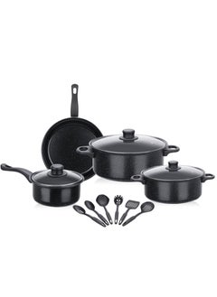 اشتري 13-Piece Non-Stick Aluminium Cookware Black في الامارات