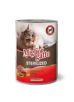 Buy Delicious Pate with Veal Sterilized Cat Food 400g in UAE