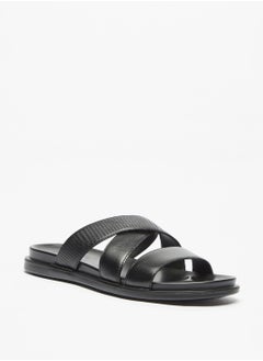 Buy Solid Slip-On Cross Strap Sandals in Saudi Arabia