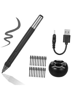 اشتري Rechargeable Pen Digital Pen 8192 Levels Pressure Stylus Pen with 20pcs Pen Nips Pen Holder for 13HD/16HD/16HDK/16HDT/22UX Graphics Monitor Drawing Tablet في السعودية