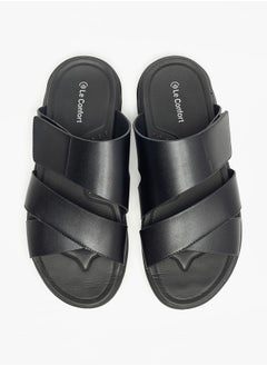 Buy Solid Slip-On Cross Strap Sandals in UAE