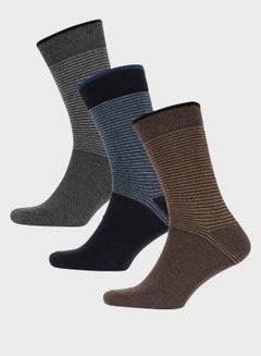 Buy Men 3 Pack Cotton Long Socks in UAE