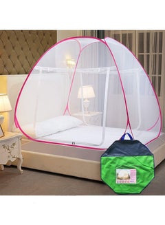 Buy Foldable Classic Mosquito Net For Single/Double/Queen/King Bed Polyester Pink/White in Saudi Arabia