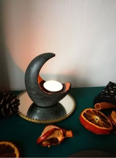 Buy Decorative candle holder in the shape of a crescent, hand-carved from concrete in Egypt