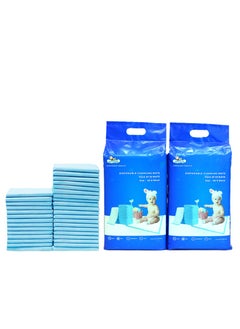 اشتري Disposable Changing pads (Pack Of 60) for Baby 60 cm X 90 cm Soft Ultra Absorbent Waterproof Diaper Mess-Free Changing Mat Liners Baby Changing Mat Cover Bed Pads في الامارات