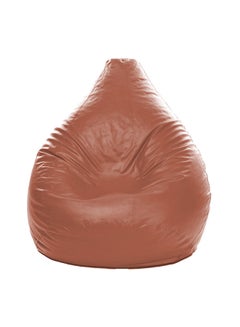 Buy XXL Faux Leather Multi-Purpose Bean Bag With Polystyrene Filling Creamy Brown in UAE