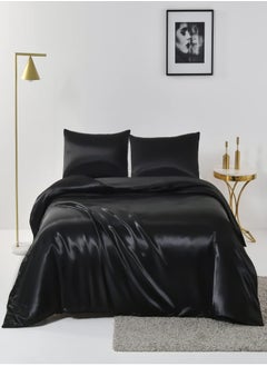 Buy 4pcs Single Size Luxury Solid Color Satin Duvet Cover Set Skin-friendly And Comfortable, Soft And Smooth For Bedroom And Living Room 160x210 cm in UAE