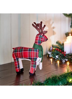 اشتري Blovec Tartan Tabletop Standing Reindeer 25 x 40 x 10 cm في الامارات