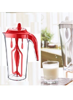 اشتري Hand operated power free hand blender Milk Mixing Cup, Egg & Cream Beater Kitchen Tools Plastic Transparent Lassi, Cold Coffee, Milkshake Clear Red في الامارات