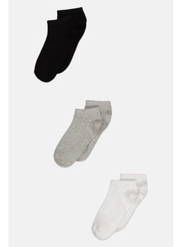 Buy Kids Boy 3 Pair Textured Socks, Black/White/Grey in UAE