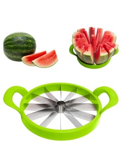 Buy Durable Stainless Steel Watermelon Slicer Cutter Tool – 12-Slice Extra-Large Melon & Fruit Slicer with Ergonomic Handle, Non-Slip Grip, Food-Safe Quick Slicing, in UAE