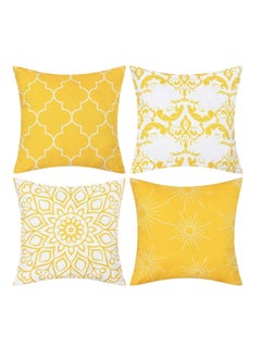 اشتري Throw Pillow Covers Modern Decorative Throw Pillow Case Morocco Pattern Pillow Covers Cushion Case for Room Bedroom Room Sofa Chair Car Yellow 18 x 18 Inch Set of 4 في السعودية