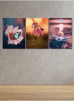 Buy Decorative Wall Art Painting with a Flower Design, 3Pieces, Size 120x60cm in Saudi Arabia