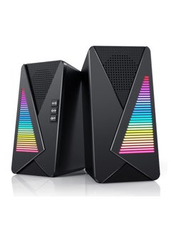Buy Computer Speakers, Dynamic RGB Desktop Speakers, Support Stereo Bluetooth 5.0 and Wired, Speakers for PC, Laptop/Phone/Ipad and Game Machine, USB Powered with 3.5mm Cable in Saudi Arabia