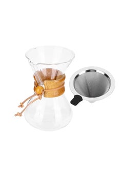 اشتري Liying 400ML Manual Pour Over Coffee Maker, Glass Pot with Stainless Steel Filter for cafe, resturant, Home and Kitchen في الامارات