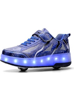 Buy USB Chargable LED Light Up Roller Shoes Wheeled Skate Sneaker Shoes for Boys Girls Kids in Saudi Arabia