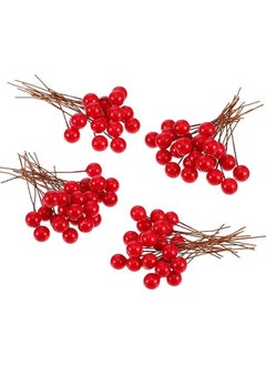 Buy 100 Pcs Red Berry | Cherry Fruit Hanging Ornaments For Xmas Christmas Decoration Craft in Egypt