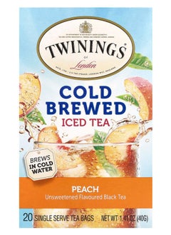 اشتري Cold Brewed Iced Tea Black Tea Unsweetened Peach 20 Single Serve Tea Bags 1.41 oz (40 g) في الامارات