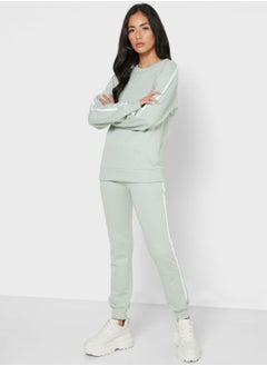 Buy Contrast Side Paneled Sweatshirt Joggers Set in UAE