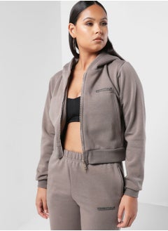 Buy Cropped Zip Hoodie in UAE