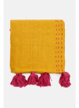 Buy Pom Pom Sofa Throw 130 x 150 cm, Yellow in UAE