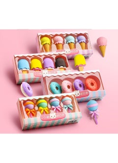 Buy 16-Piece Set of 3D Cute Mini Ice Cream Donut Take Apart Erasers - Fun and Cool Puzzle Desk Pet Erasers for Girls in UAE