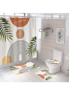 Buy Modern Shower Curtain Set Black Boho Shower Curtain Set with Rugs, Abstract Black Bathroom Decor Accessories Bathroom Set with Shower Curtain and Rugs Curtain Set in UAE