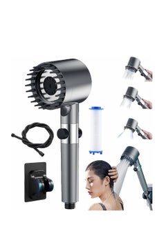 اشتري High Pressure Water Saving Adjustable Shower Head Handheld 5 Modes With Inner Turbo Fan(colour may vary) في مصر