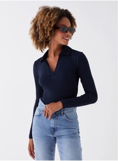 اشتري Sungirl Polo Neck Straight Long Sleeve Women's Blouse في مصر